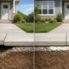 spray foam is levelling sunken concrete slb for repair